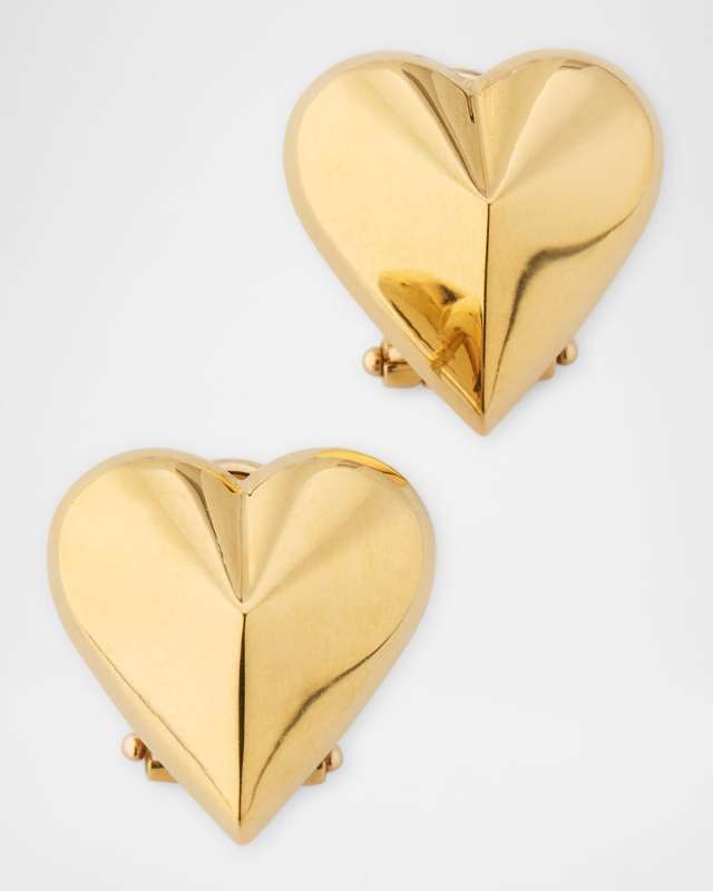 18K Yellow Gold Hearts Stud Earrings